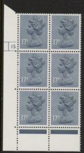 U247 (x952)  Harrison 17p grey-blue phos.(ACP)   perf RE  Cyld. 15 dot  U/M (MNH)