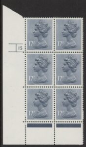 U247 (x952)  Harrison 17p grey-blue phos.(ACP)   perf RE  Cyld. 15  no dot  U/M (MNH)