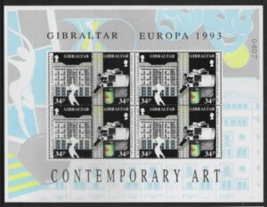 1993 Gibraltar SG.690-3 EUROPA. 'Contempory Art' sheetlets (2) U/M (MNH)