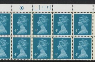 X996 (UG12)  Waddington 4p greenish blue Cyld. 5a,4b phos 4  no dot.  U/M (MNH)