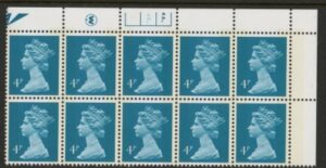 X996 (UG12)  Waddington 4p greenish blue Cyld. 4a,4b phos 3 dot.  U/M (MNH)