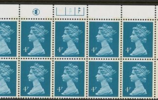 X996 (UG12)  Waddington 4p greenish blue Cyld. 4a,4b phos 3 dot.  U/M (MNH)