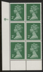 X1000a (UG5) Questa 2p TI Perf 15x14 emerald green. Cyld. Q11 (I) U/M (MNH)