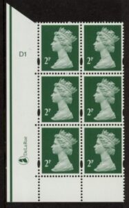 Y1668 (U85G) 2p TIII deep green. 2B DLR PVA cream Cyld. D1 phos D1 blue fluor U/M (MNH)