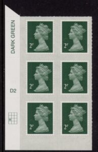 U2921  2p 2B deep green M16L  cyld. D2  grid position R3  C1  DLR  U/M (MNH)