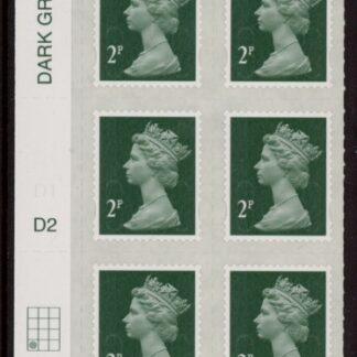 U2921  2p 2B deep green M16L  cyld. D2  grid position R4  C1  DLR  U/M (MNH)