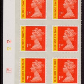 U3049 1st orange & yellow RM signed for. M13L   Cylinder D1D1 grid R1 C1 DLR  U/M (MNH)