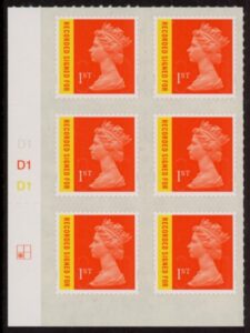 U3045 1st orange & yellow Recorded. MAIL Cylinder D1D1 grid R2 C1 DLR U/M (MNH)