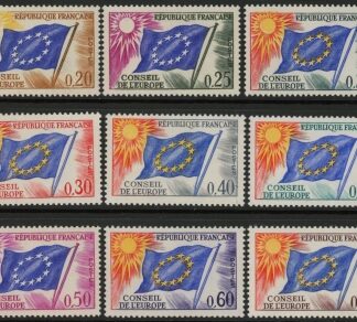 1963 France C7-15 Council Flag Set of 9 U/M (MNH)