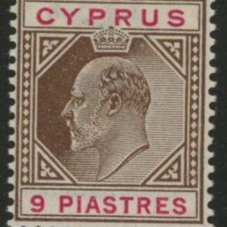 1904 Cyprus SG.56 9pi brown & carmine M/M