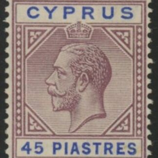 1915 Cyprus SG.84 45pi  dull purple & ultramarine M/M