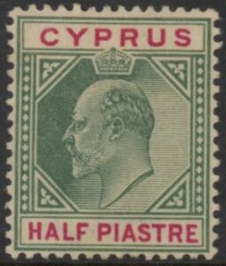 1902 Cyprus SG.50 ½pi green & carmine M/M