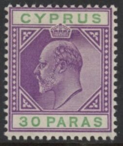 1903 Cyprus SG.51 30pa violet & green M/M