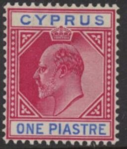 1903 Cyprus SG.52 1pi carmine & blue U/M (MNH)