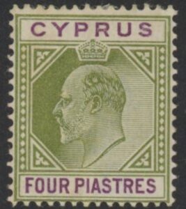 1903 Cyprus SG.54 4pi olive-green & purple M/M
