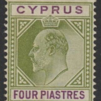 1903 Cyprus SG.54 4pi  olive-green & purple M/M