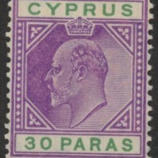 1910 Cyprus SG.63a 30pa  violet & green. M/M