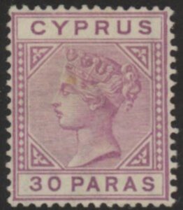 1882 Cyprus SG.17 30pa Die 1 pale mauve. M/M