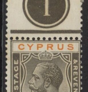 1923 Cyprus SG.98 18pi black & brown (multi script Wmk) . U/M (mounted on tab only)