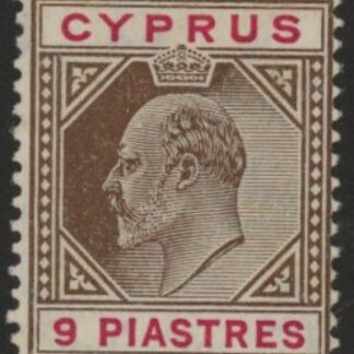1904 Cyprus KEVII SG.68 9pi  brown & carmine  ' Multi Crown CA'  M/M