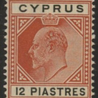 1906 Cyprus KEVII SG.69  12pi  chestnut & black  ' Multi Crown CA'  M/M