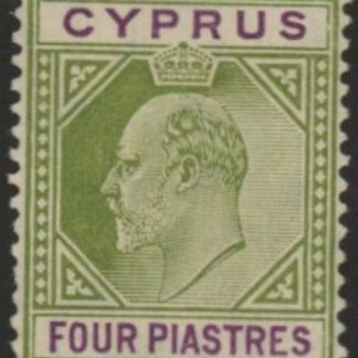 1905 Cyprus KEVII SG.66  4pi  olive-green & purple  ' Multi Crown CA'  M/M