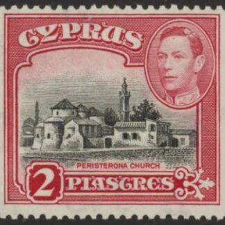 1944 Cyprus KGVI SG.155bc 2pi  black & carmine perf 12½ x 13½.  U/M (MNH)