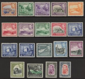 1938-51 Cyprus KGVI SG.151-63 set 19 values U/M (MNH)