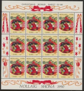 1990 Ireland SG.789a  Christmas sheetlet of 12 U/M (MNH)