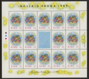 1989 Ireland SG.738a  Christmas sheetlet of 14 U/M (MNH)