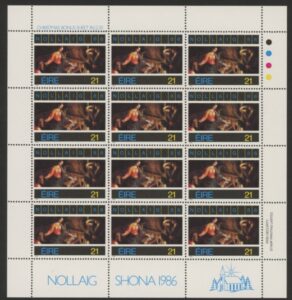 1986 Ireland SG.654a  Christmas sheetlet of 12 U/M (MNH)