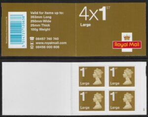 RB2 4 x 1st Large Issued 2009 containing U2990 code Foyal. (no date code) Walsall.