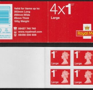 RB4a  4 x 1st Large  Issued 2013 containing U3037 code MFIL   MA13 Walsall.