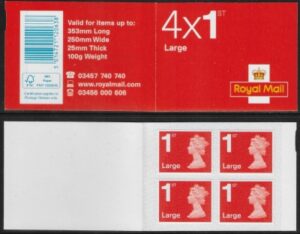 RB5 4 x 1st Large Issued 2015 containing U3037 code MFIL MA15 SBP all upright.Walsall.