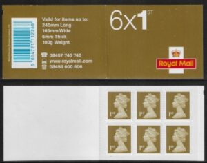 RC1 6 x 1st Issued 2006 containing SG.2655 (PIP) Plain inside cover.Walsall.
