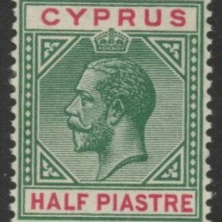 1912 Cyprus KGV SG.75  ½pi green & carmine  M/M