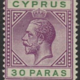 1913 Cyprus KGV SG.76   30pa violet & green.  M/M