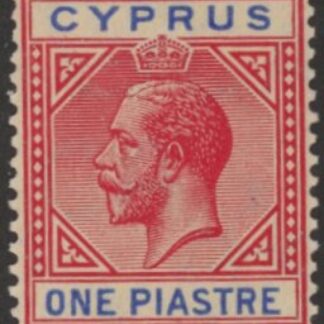 1912 Cyprus KGV SG.77   1pi rose-red & blue.  M/M