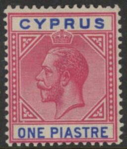 1915 Cyprus KGV SG.77b   1pi carmine & blue.  M/M