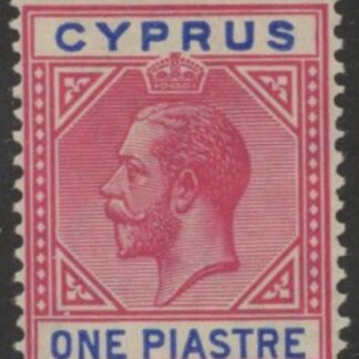 1915 Cyprus KGV SG.77b   1pi carmine & blue.  M/M