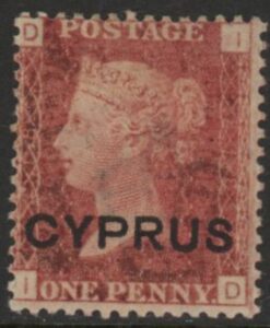 1880 Cyprus SG.2 1d red overprinted 'Cyprus' plate 218 corner letters ID M/M.