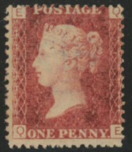 SG.43 1d rose red. corner letters 'QE' Plate 132 mint Original Gum