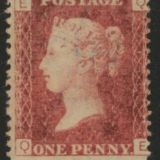 SG.43 1d rose red. corner letters 'QE' Plate 132  mint Original Gum