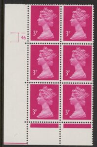 U111a (x930c)  Harrison 3p bright magenta type II phos.(ACP)   perf RE  Cyld. 46 no dot  U/M (MNH)