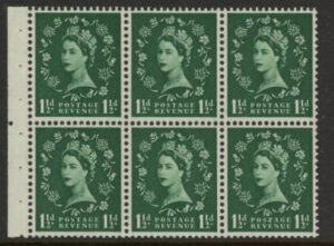 SB59 Tudor Crown 6x1½d. cyld. G3 no dot.  wmk. upright perf E. (good perfs).U/M (MNH)