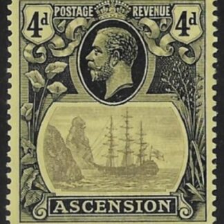1924  Ascension. SG.15c  4d grey-black and black/yellow. variety 'Cleft Rock'  LMM