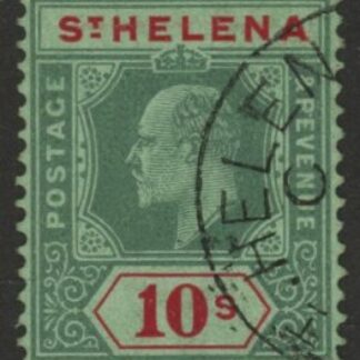 1908 St Helena KEVII SG70  10/-  green & red/green. Very Fine used.