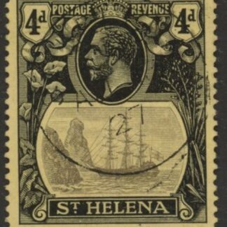 1923  St. Helena  SG.92  4d grey & black/yellow. fine used