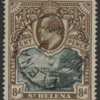1903 St Helena  KEVII SG.58  8d black & brown. fine used.
