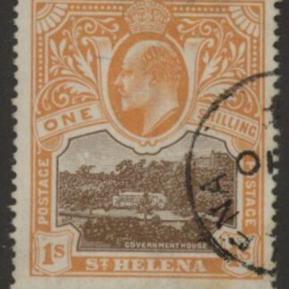 1903 St Helena  KEVII  SG.59 1/- brown & brown-orange. fine used.